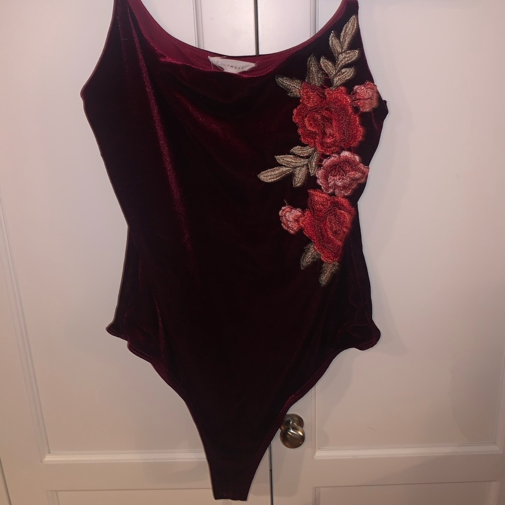 Maroon Velvet Body Suit